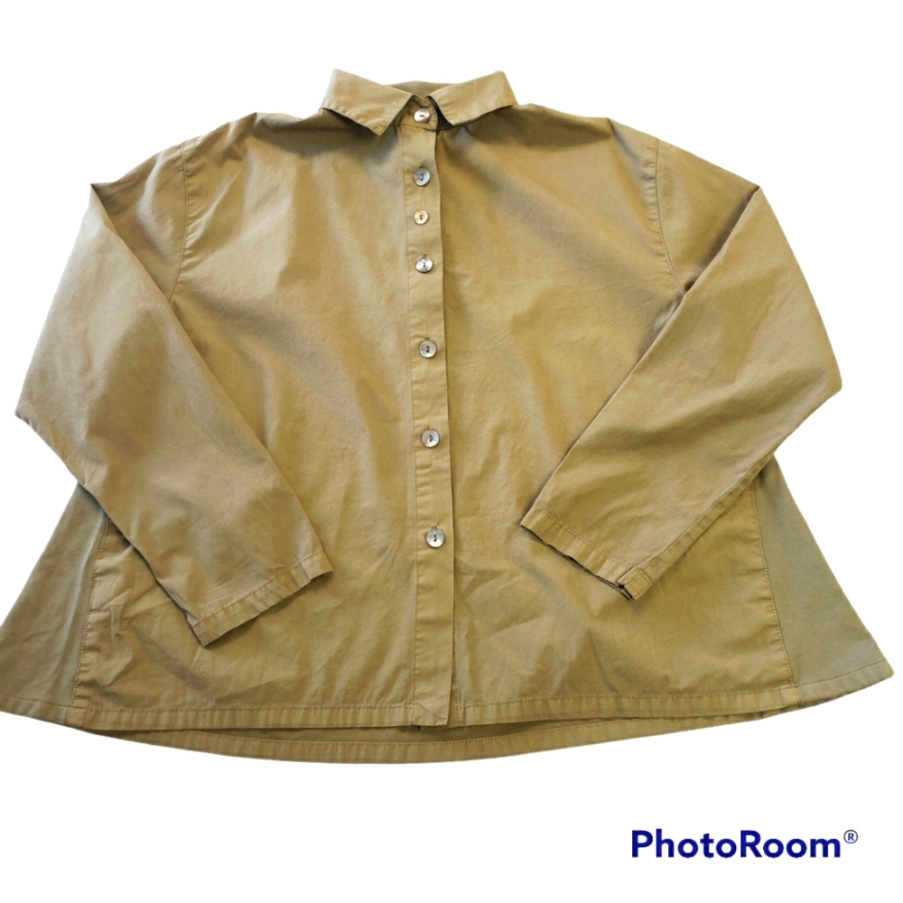 Eleven Stitch Design Gertie Lagenlook Army Green Swing Top Size XS Botton Front.